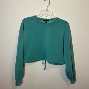 Teal Blue Cropped Sweatshirt